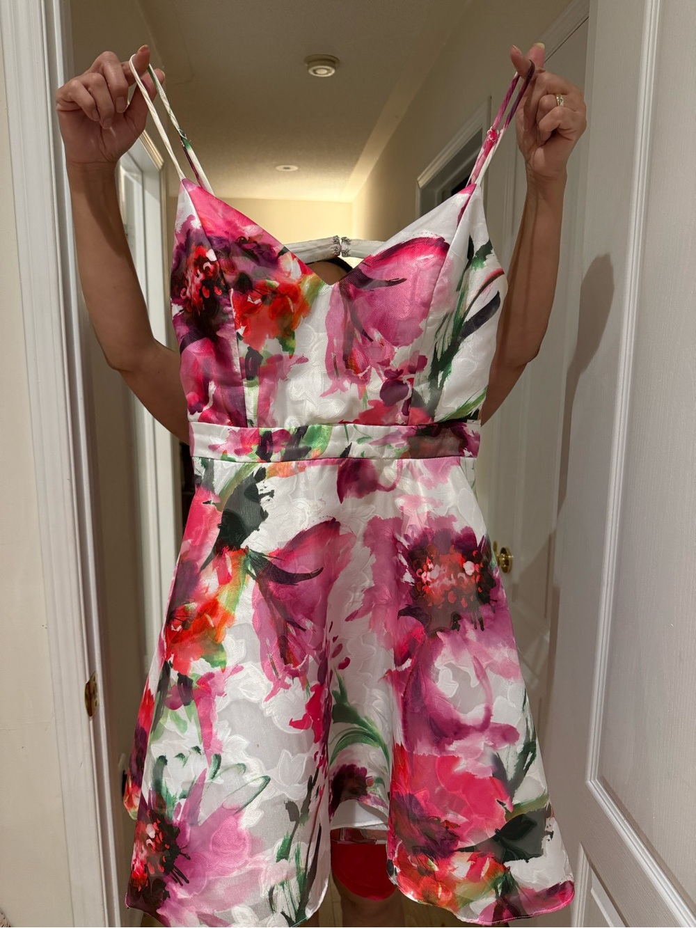 Floral Print Dress - Pink & White